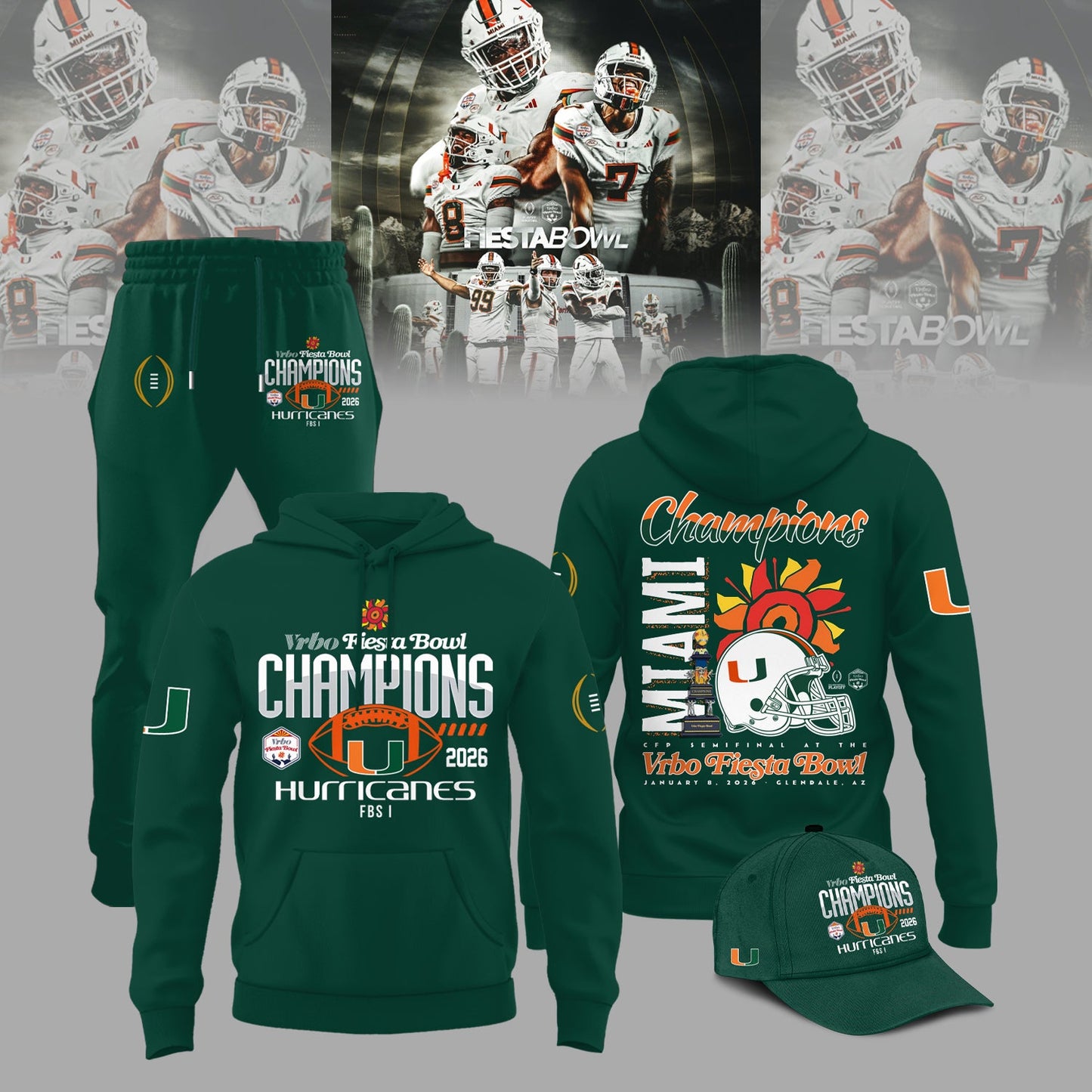 Miami Hurricanes 2026 Fiesta Bowl Champions Hoodie