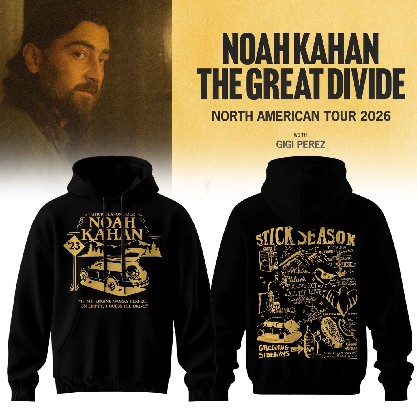 Noah Kahan “ The Great Divide Tour Merch Limited Hoodie