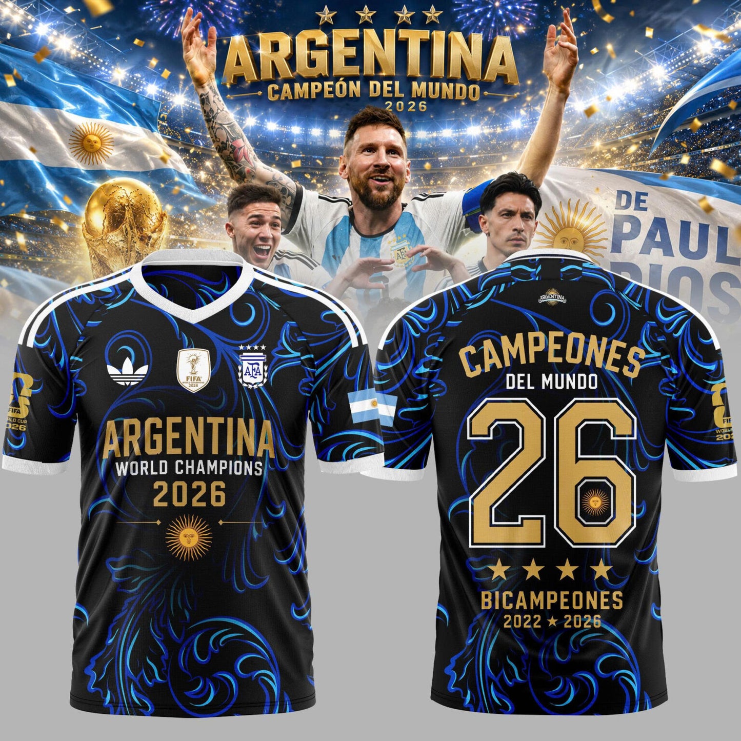 Argentina Back-to-Back Champions World Cup 2026 Jersey Soccer