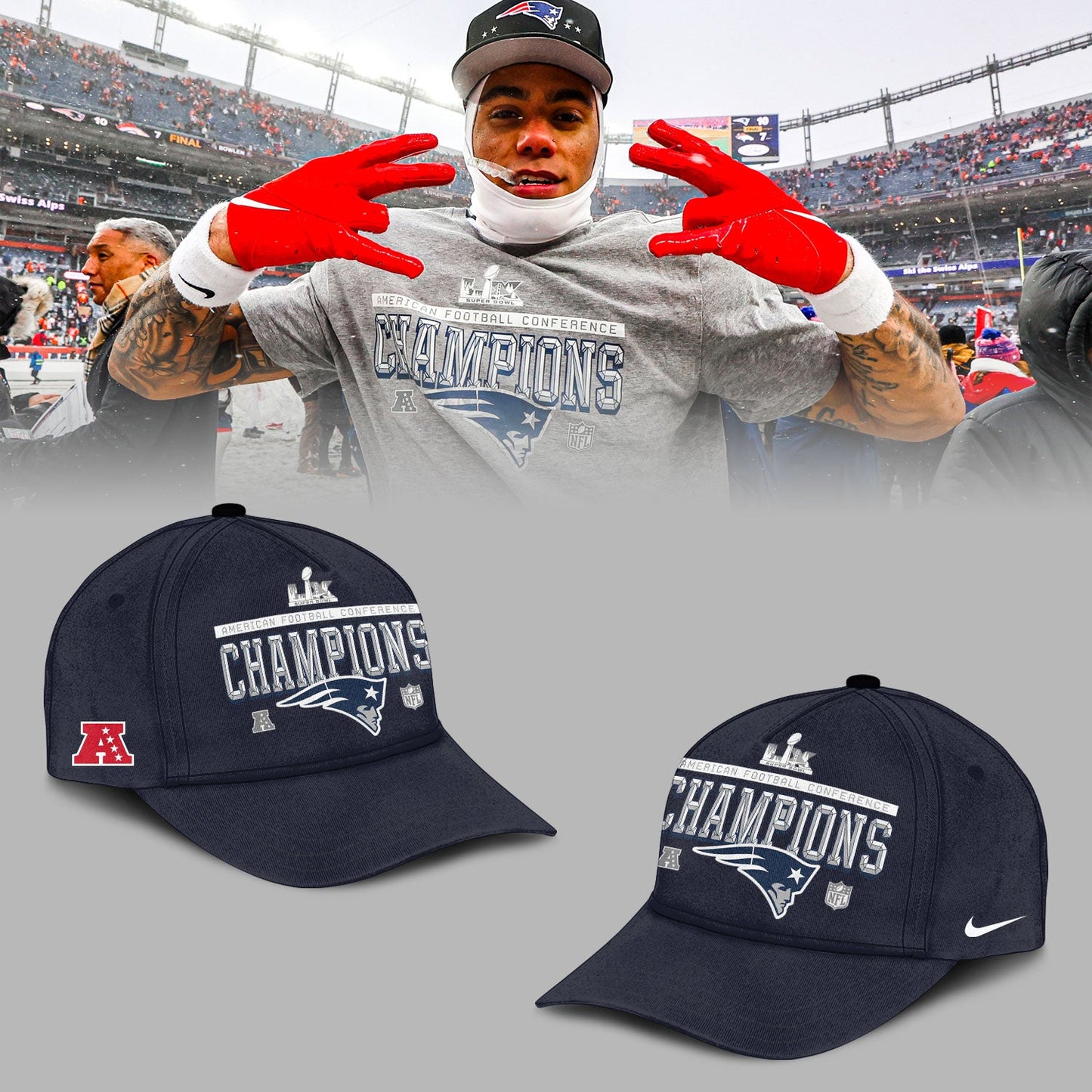 🆠NEW ENGLAND PATRIOTS ” 2025 AFC CHAMPIONS Jersey