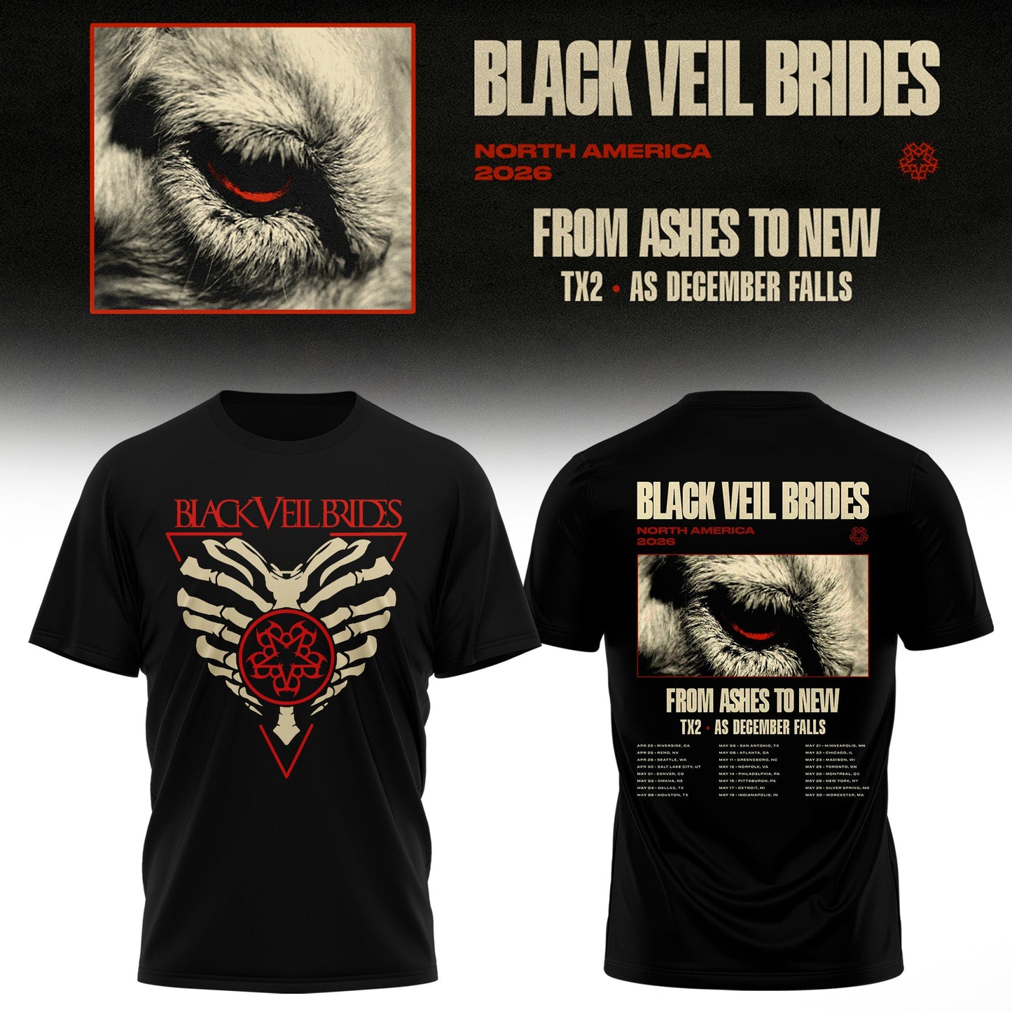 Black Veil Brides “ From Ashes To New Tour (North America 2026) Limited Tshirt