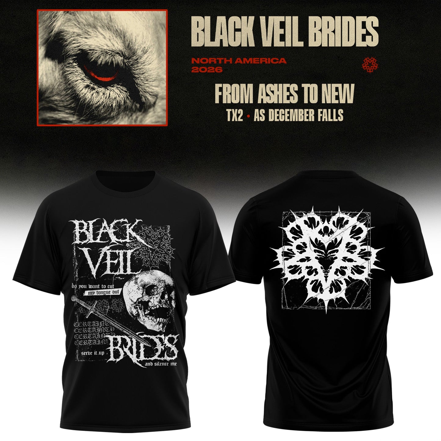 Black Veil Brides “ From Ashes To New Tour (North America 2026) Limited Tshirt