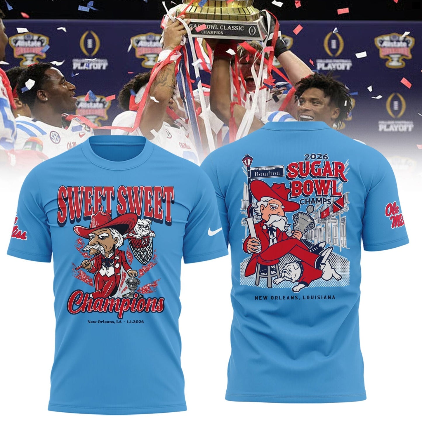 Ole Miss Rebels 2026 Sugar Bowl Champions Limited Edition Combo T-Shirt
