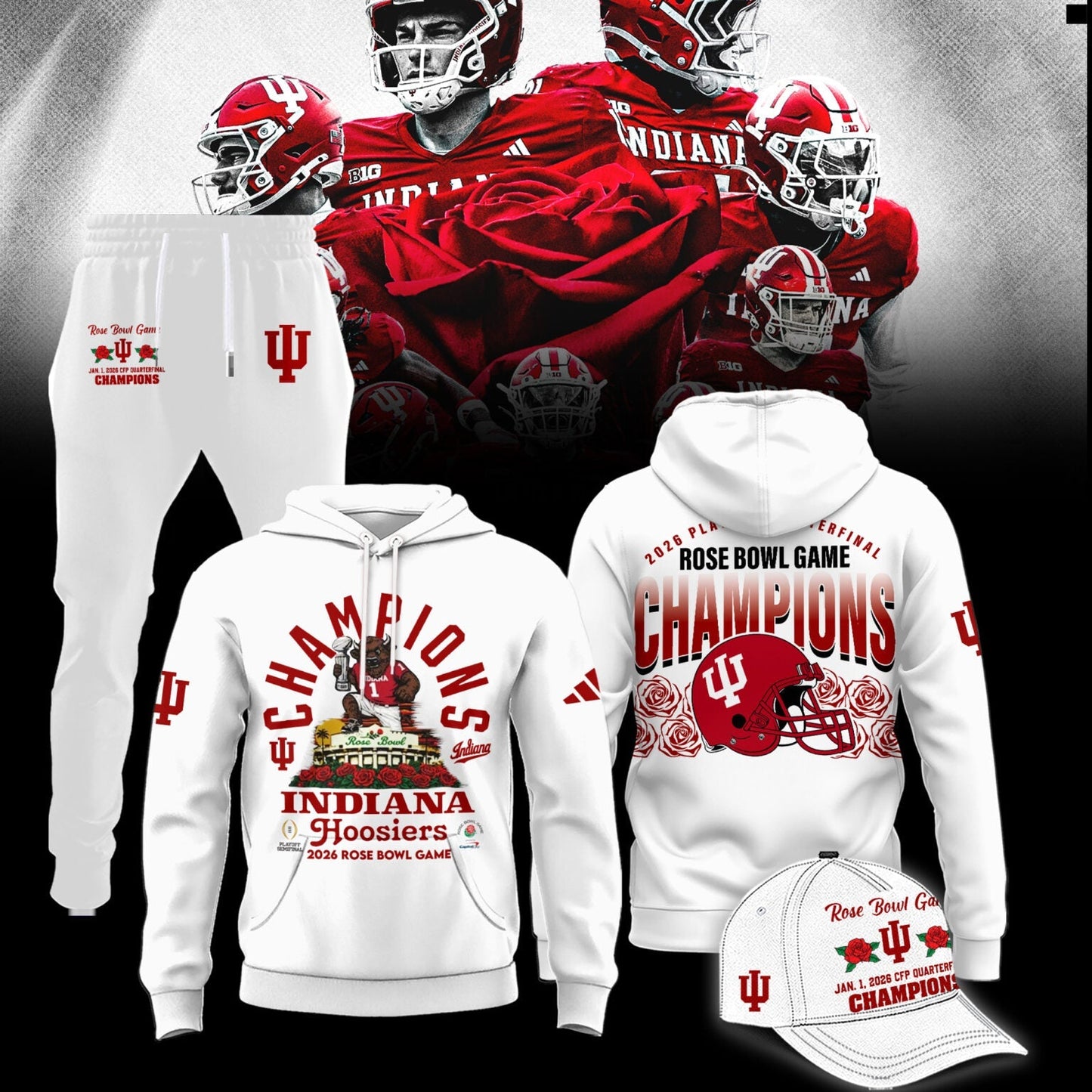 Indiana Hoosiers Rose Bowl Champions Combo Hoodie