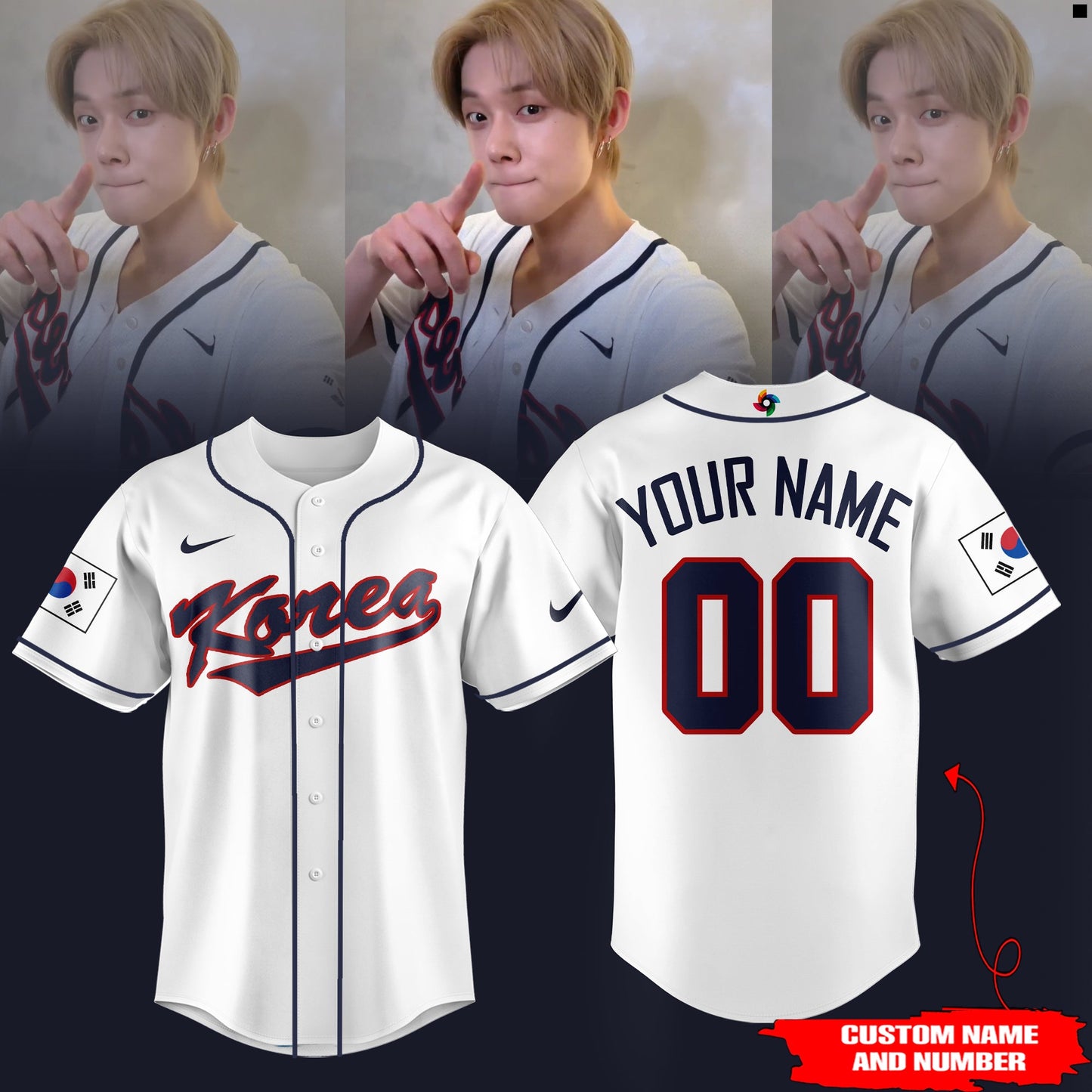 Men's Team Korea 2026 World Baseball Classic Custom Name, Custom Number Jersey