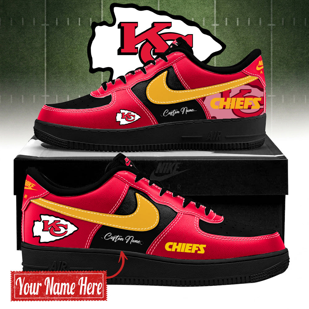 Kansas City Chiefs BOLD BLACK and RED Limited Edition AF1 Sneakers