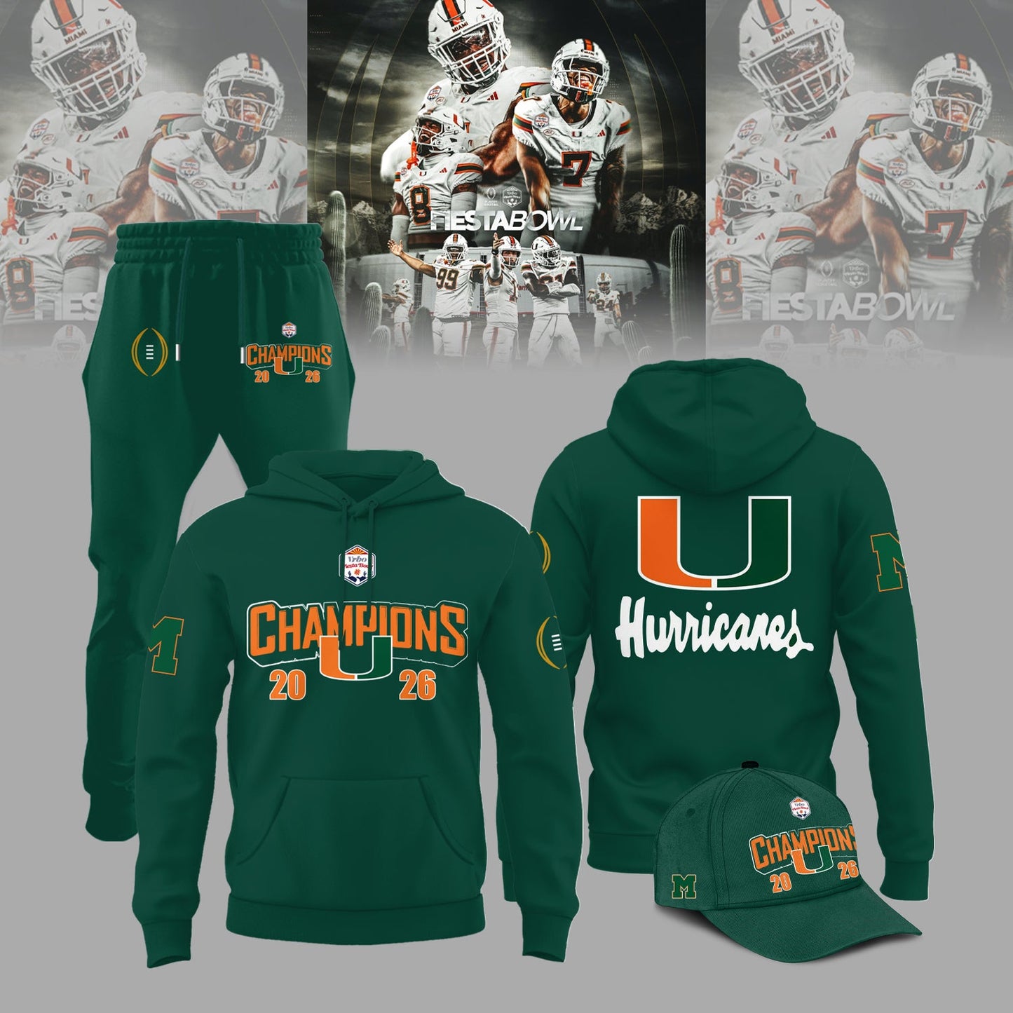 Miami Hurricanes 2026 Fiesta Bowl Champions Hoodie