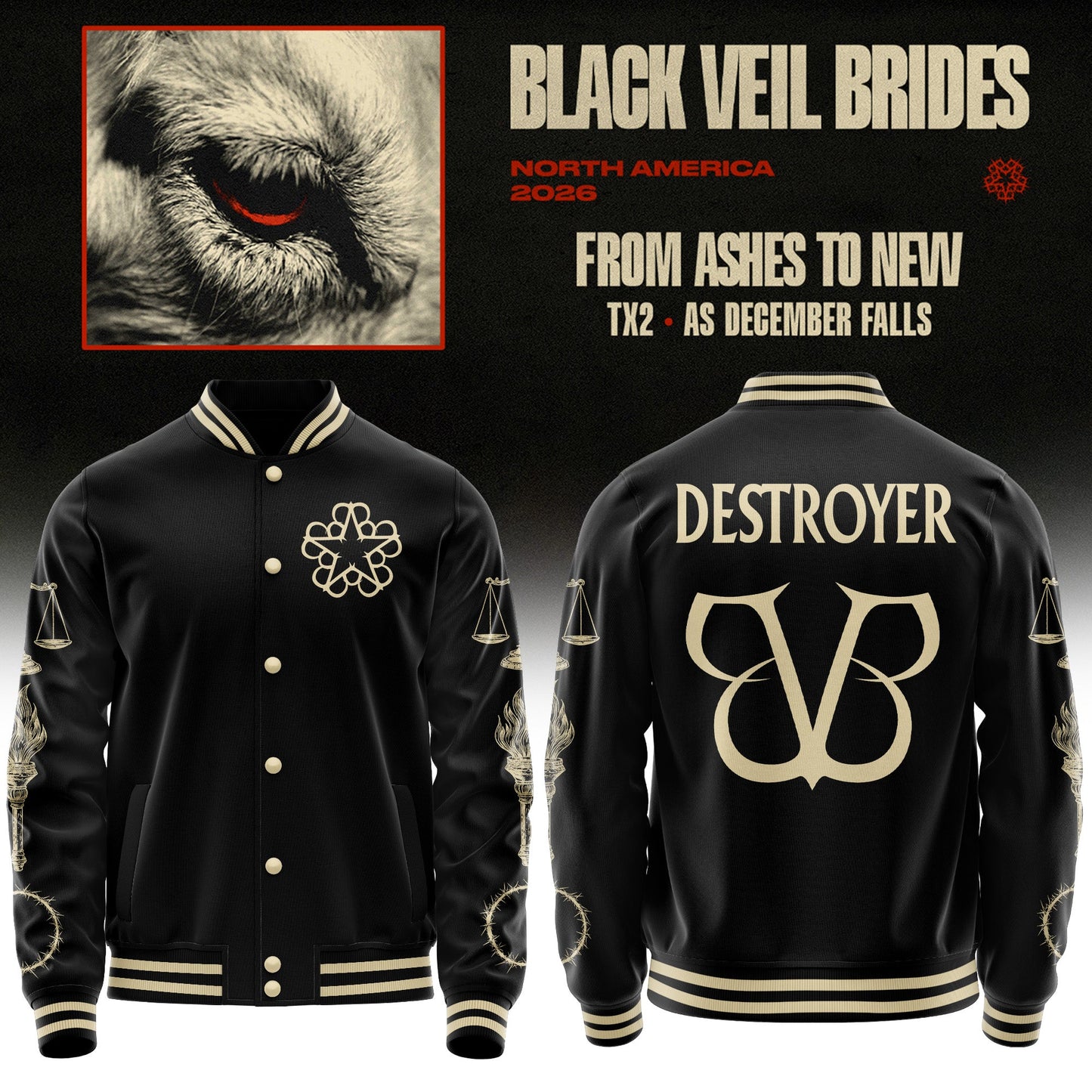 Black Veil Brides “ From Ashes To New Tour (North America 2026) Jacket - DESTROYER