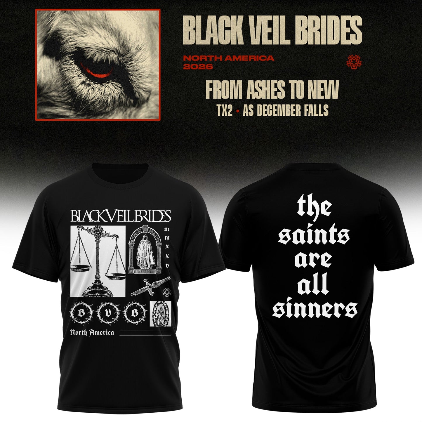 Black Veil Brides “ From Ashes To New Tour (North America 2026) Limited Tshirt