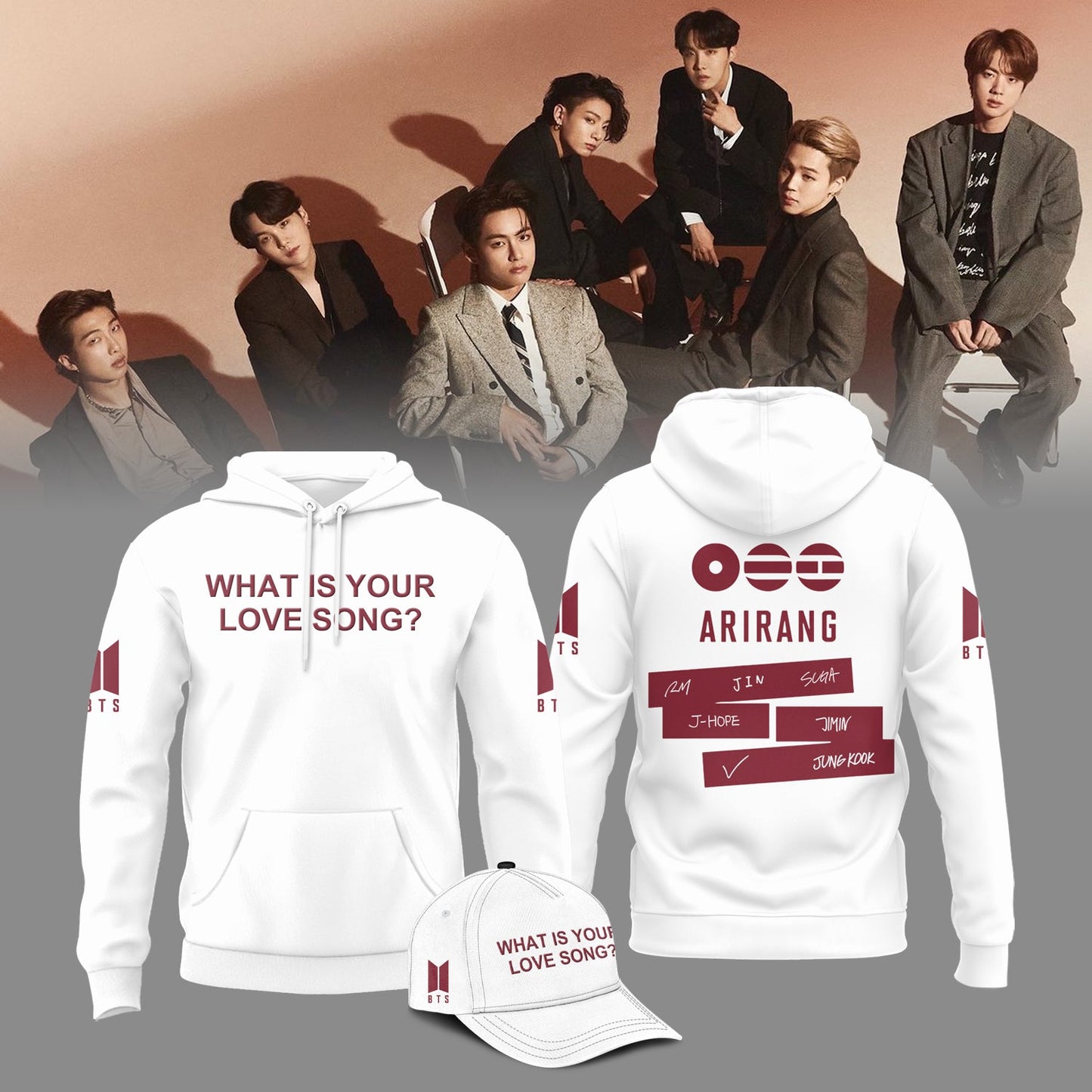 BTS Arirang What Is Your Love Song 2026 Limited Edition Combo White Hoodie