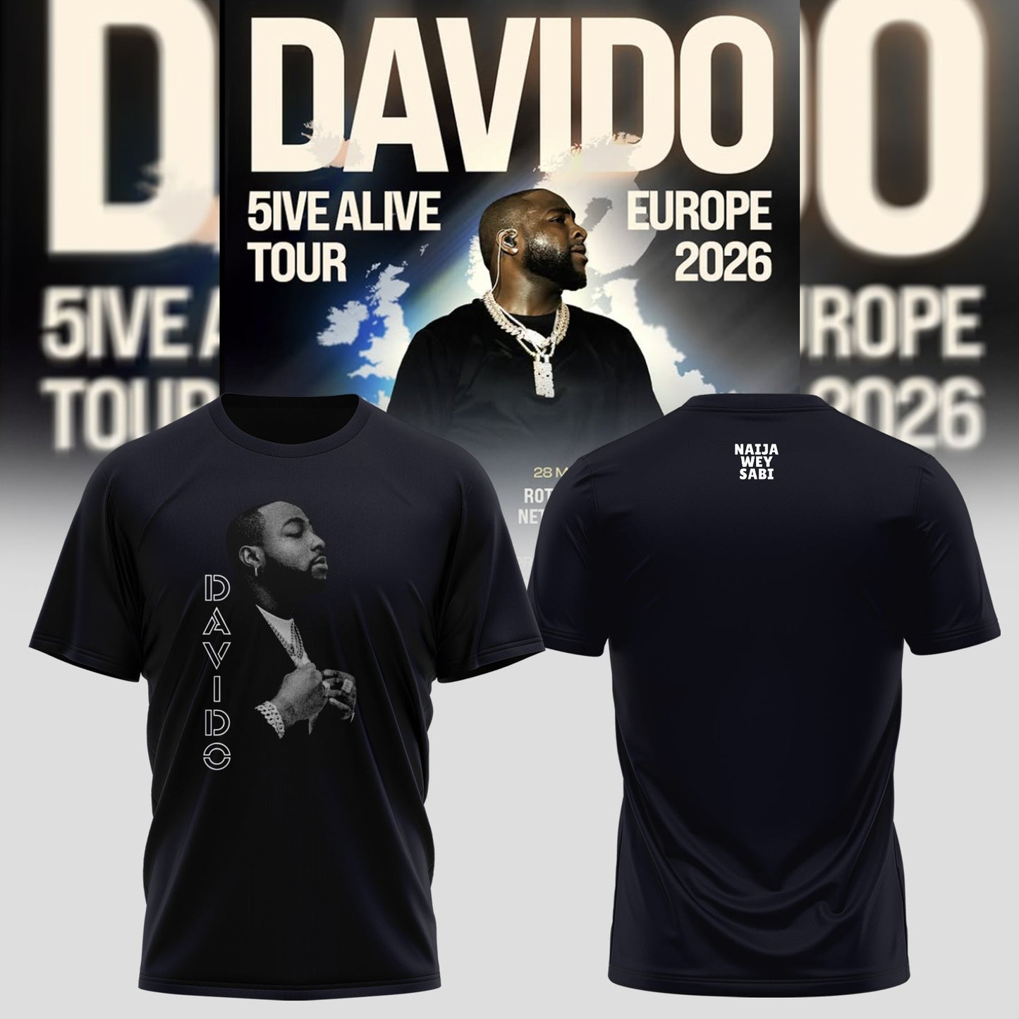 Davido “ 5IVE ALIVE TOUR “ EUROPE 2026 Collection
