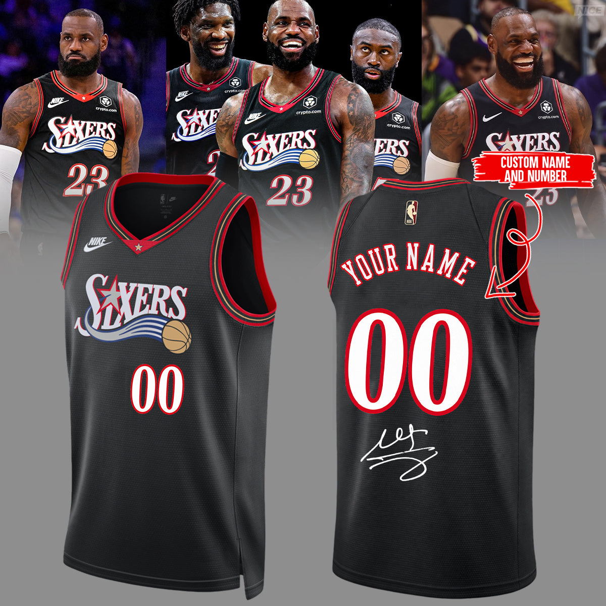 Philadelphia 76ers LeBron James signed Jersey (Custom Name & Number)