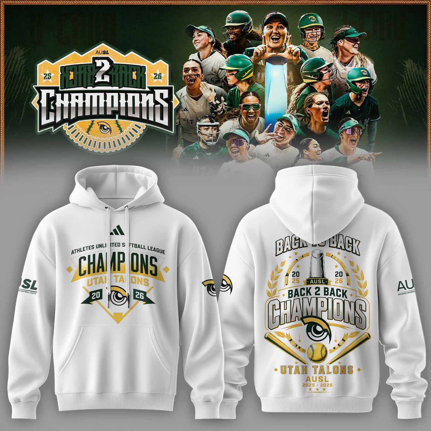Utah Talons Back-to-Back 2026 Champions Hoodie