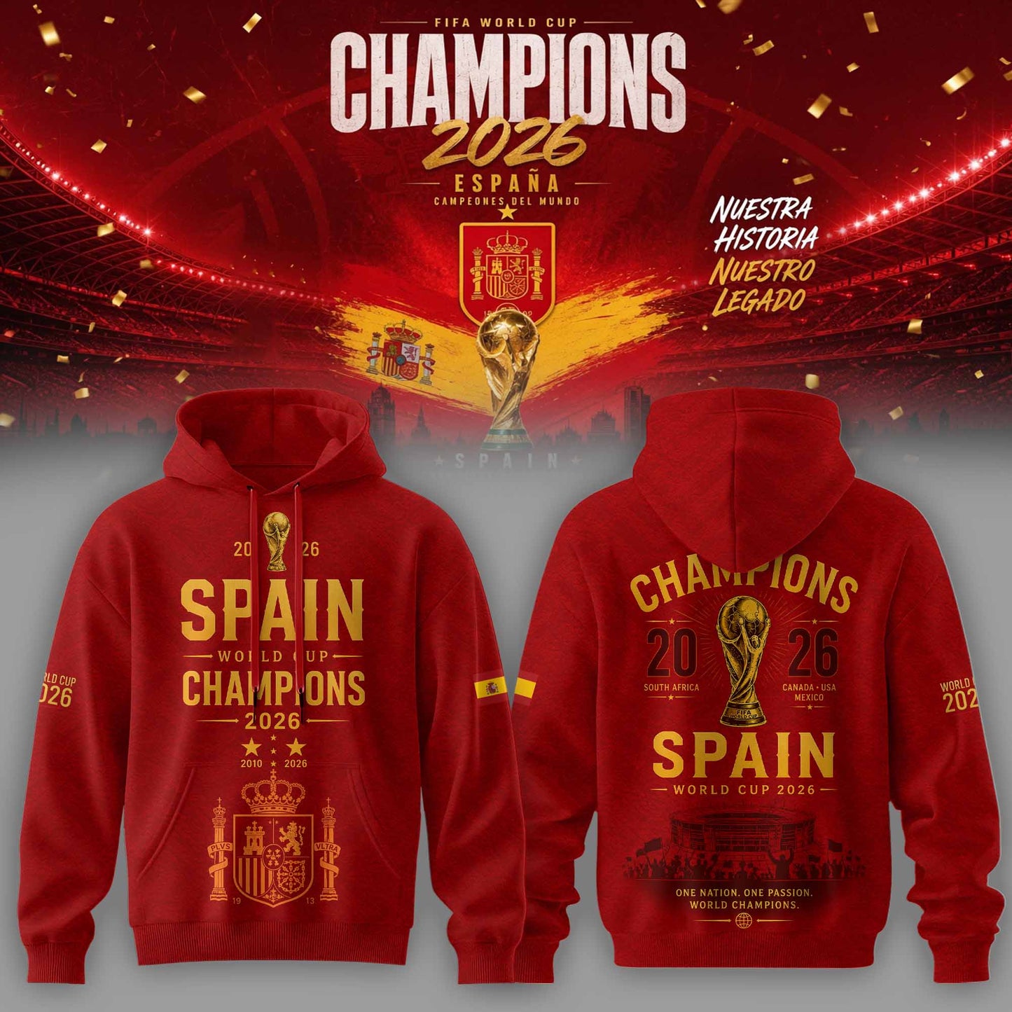Spain World Cup Champions 2026 Hoodie
