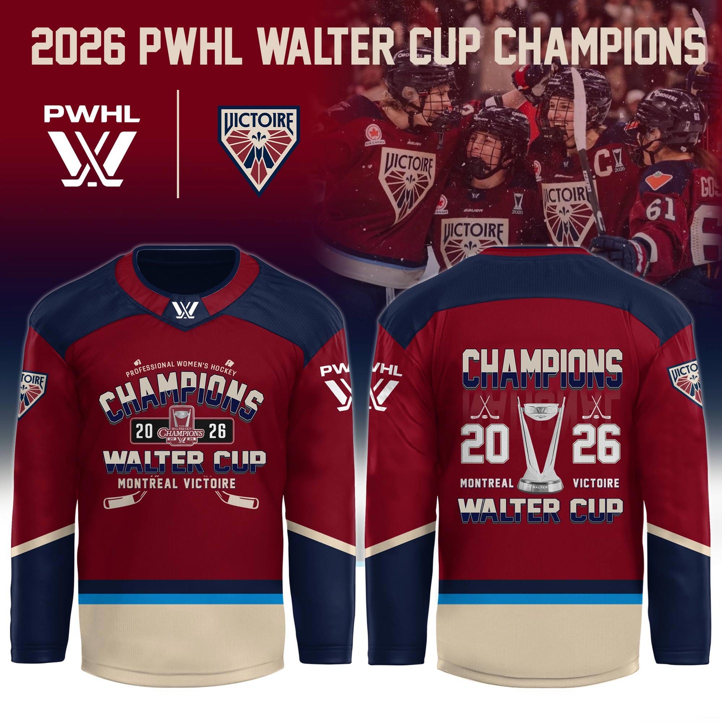 Montreal Victoire PWHL Champions 2026 Jersey Limited Edition