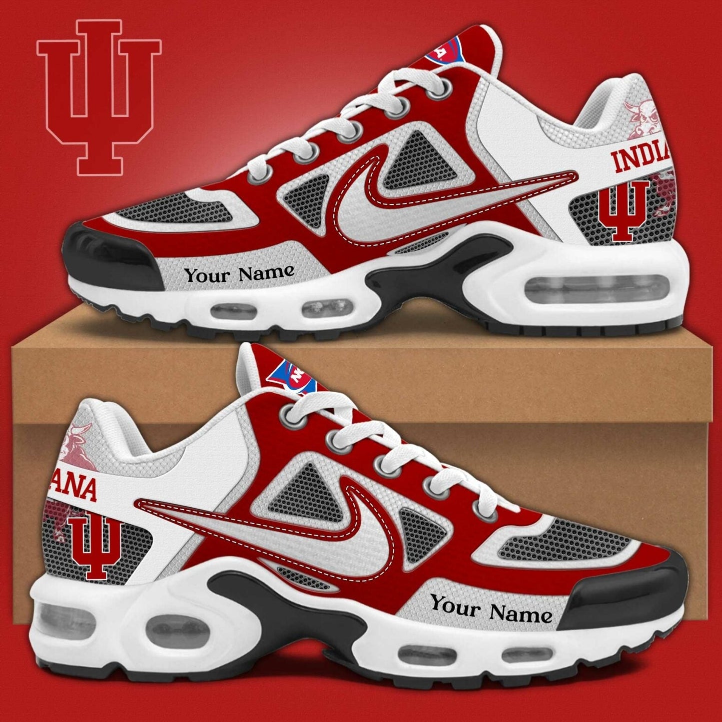 Indiana Hoosiers Football Personalized Air Max Plus Sneakers