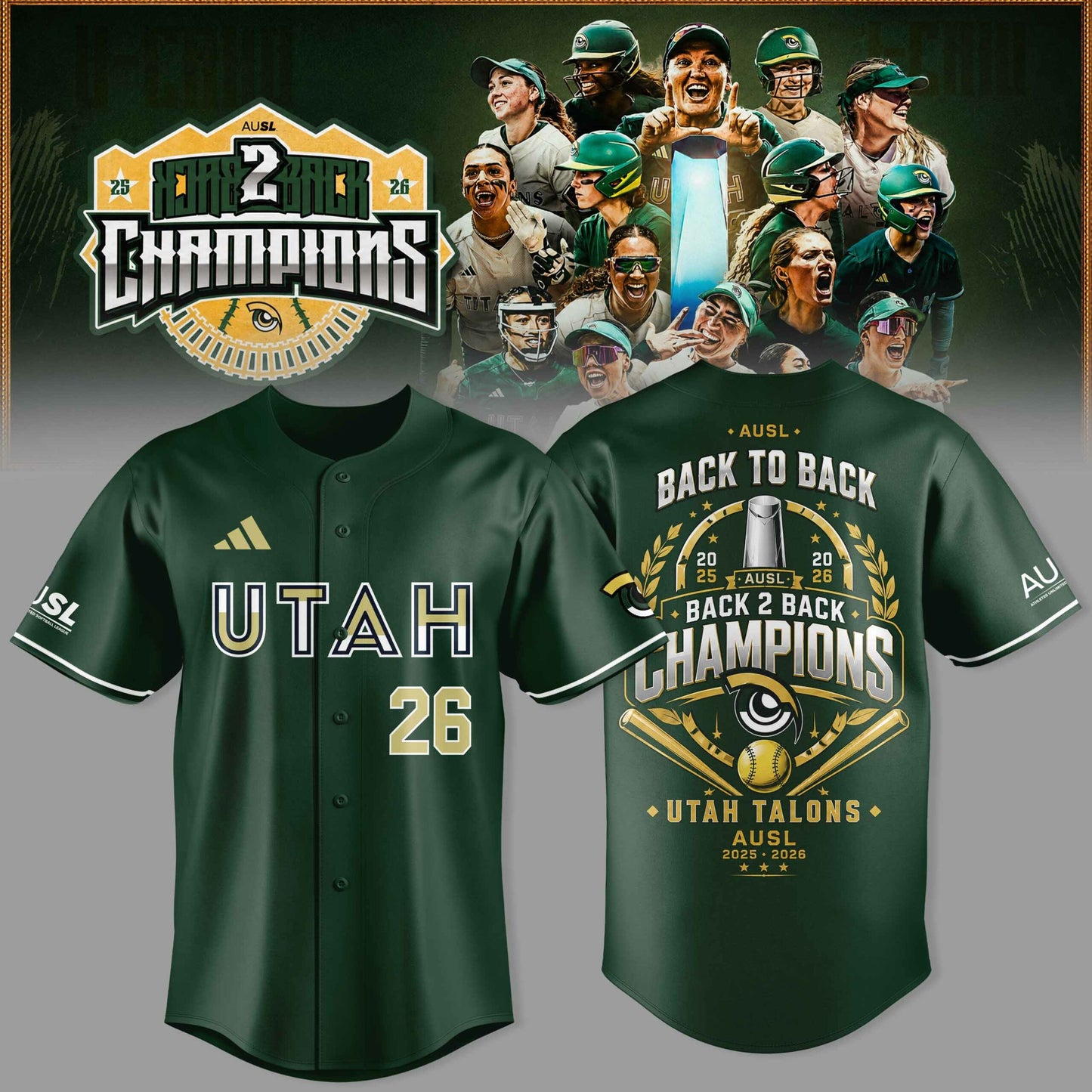 Utah Talons Back-to-Back 2026 Champions Jersey
