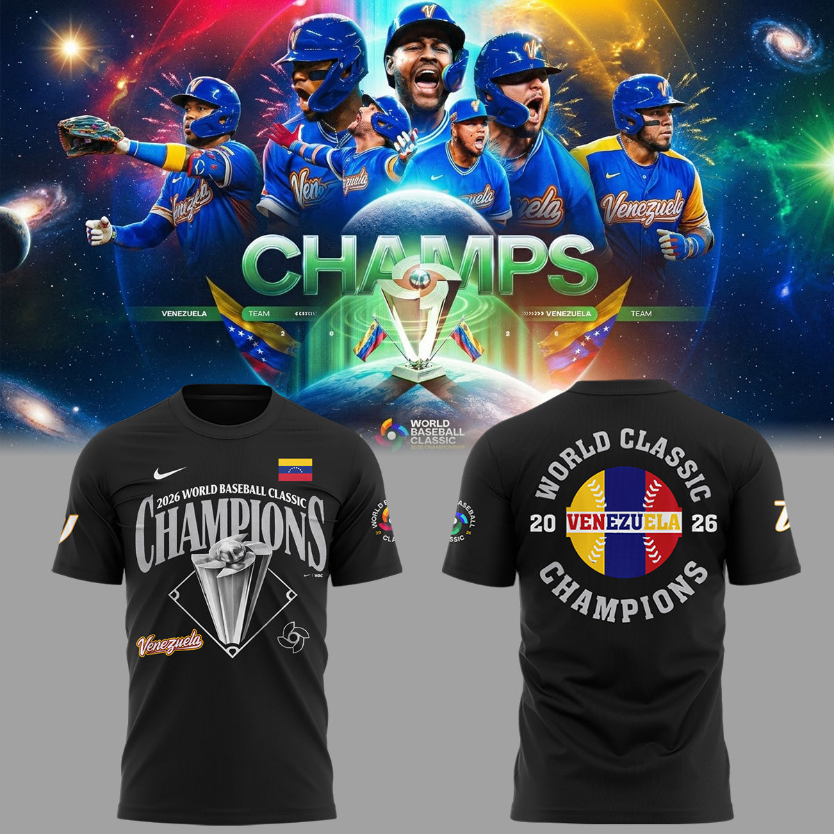 Venezuela Baseball 2026 World Baseball Classic Champions Limited T-shirt
