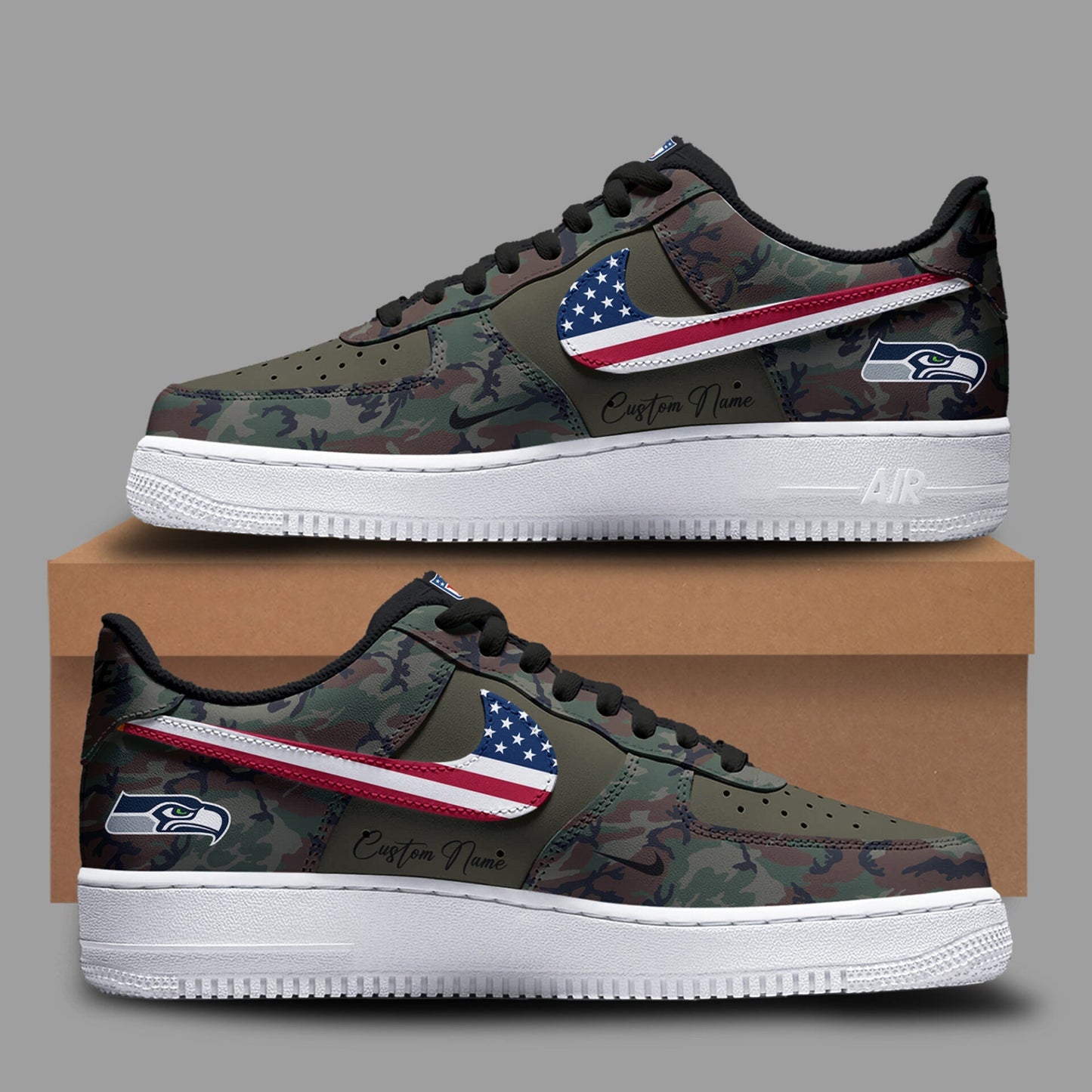 Limited Edition Salute to Service 2025 Air Force Shoes Custom Name - Seattle Seahawks