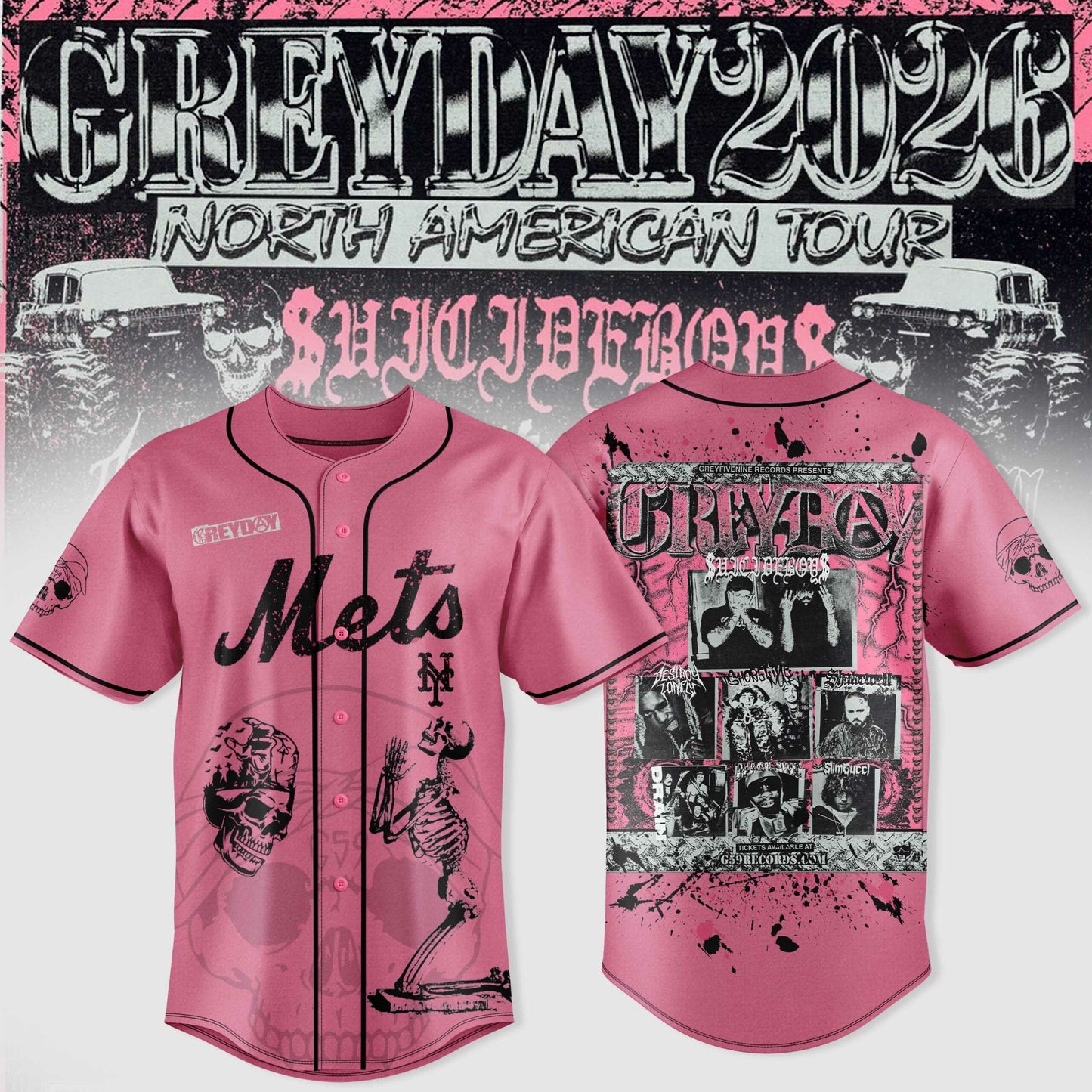 New York Mets X $uicideboy$ Greyday 2026 “ North American Tour Jersey