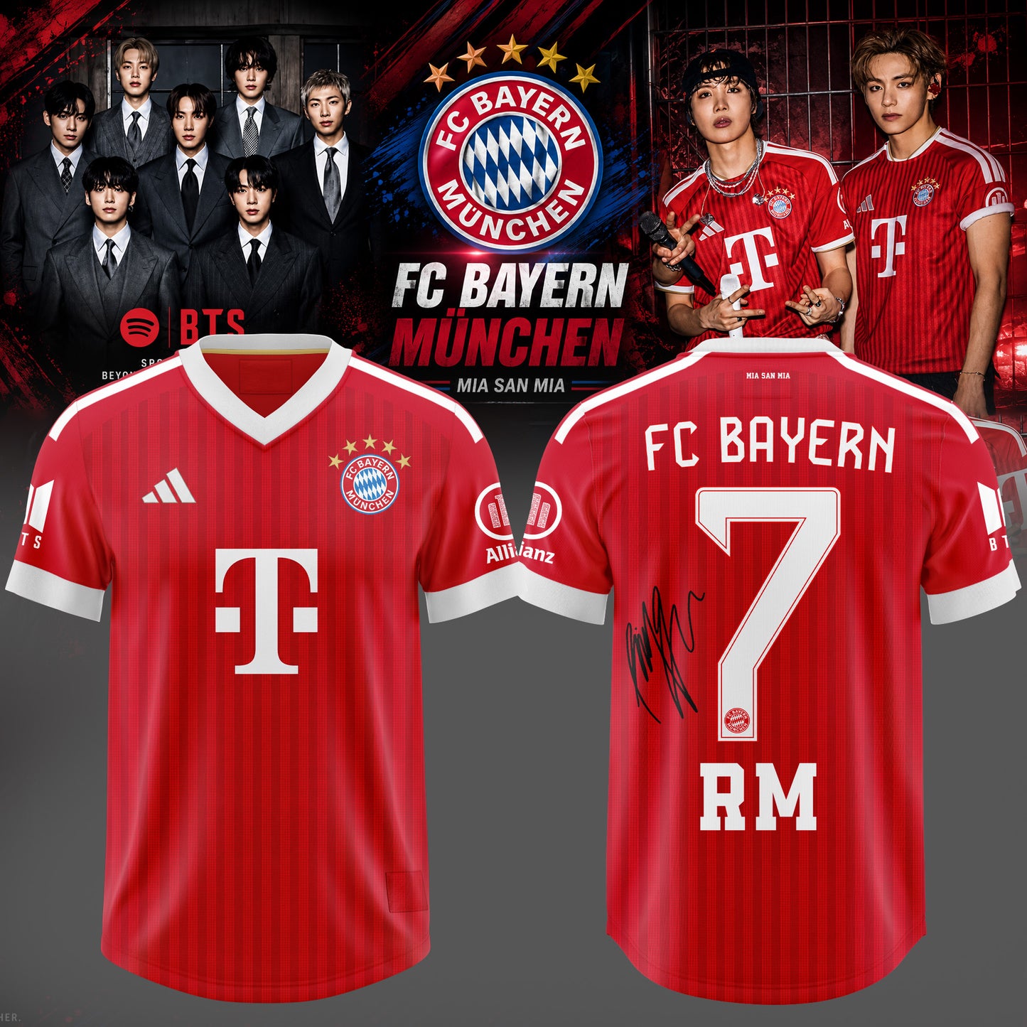 BTS WORLD TOUR ‘ARIRANG’ × BAYERN MUNICH Signature RM SoccerJersey