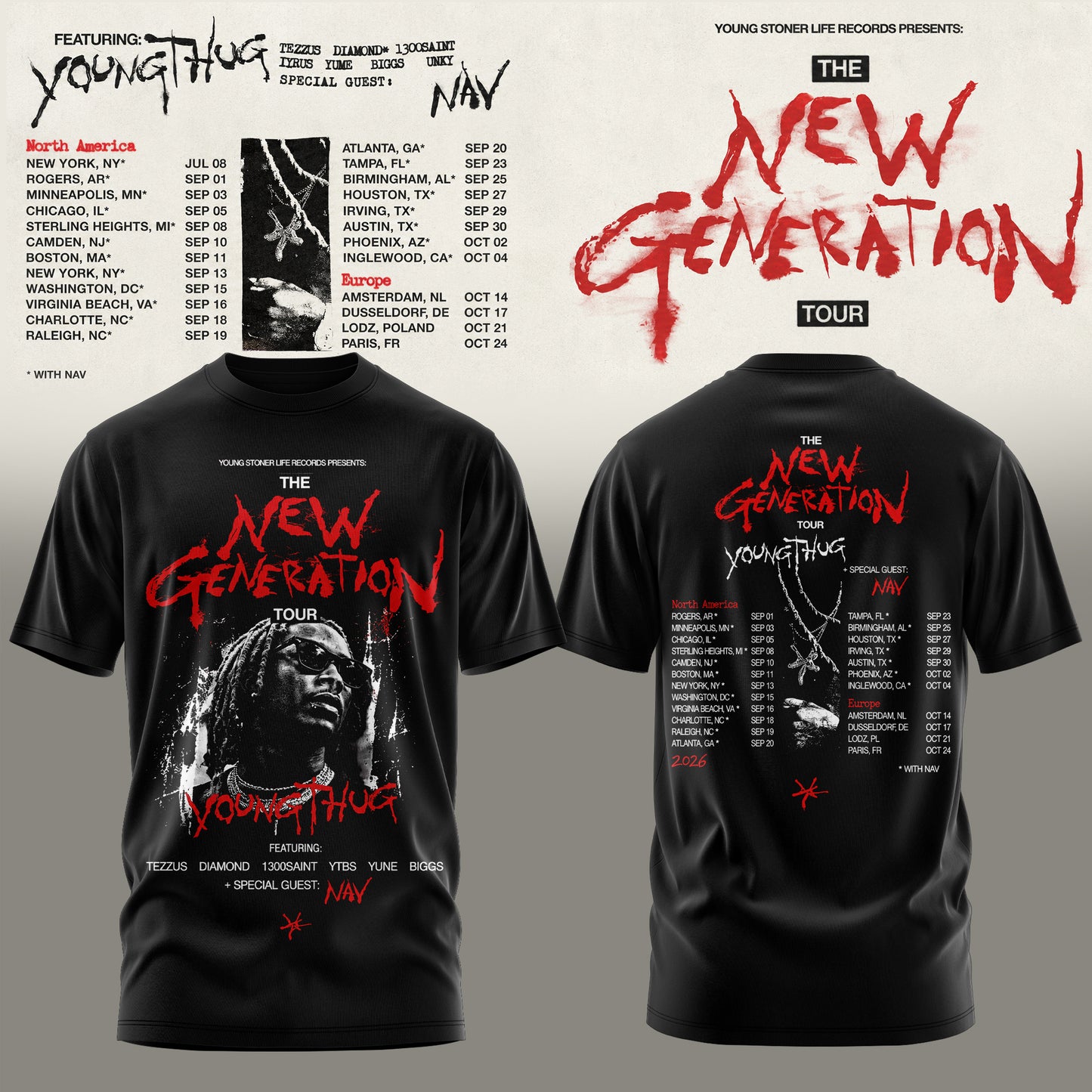 Young Thug – The New Generation World Tour 2026 Limited Tshirt