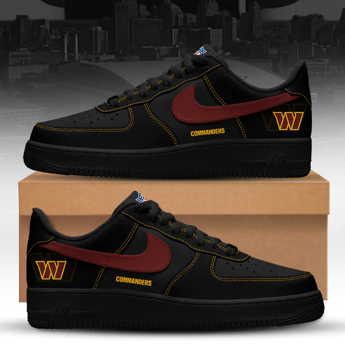 Washington Commanders Back In Black Special Edition AF1 Sneakers