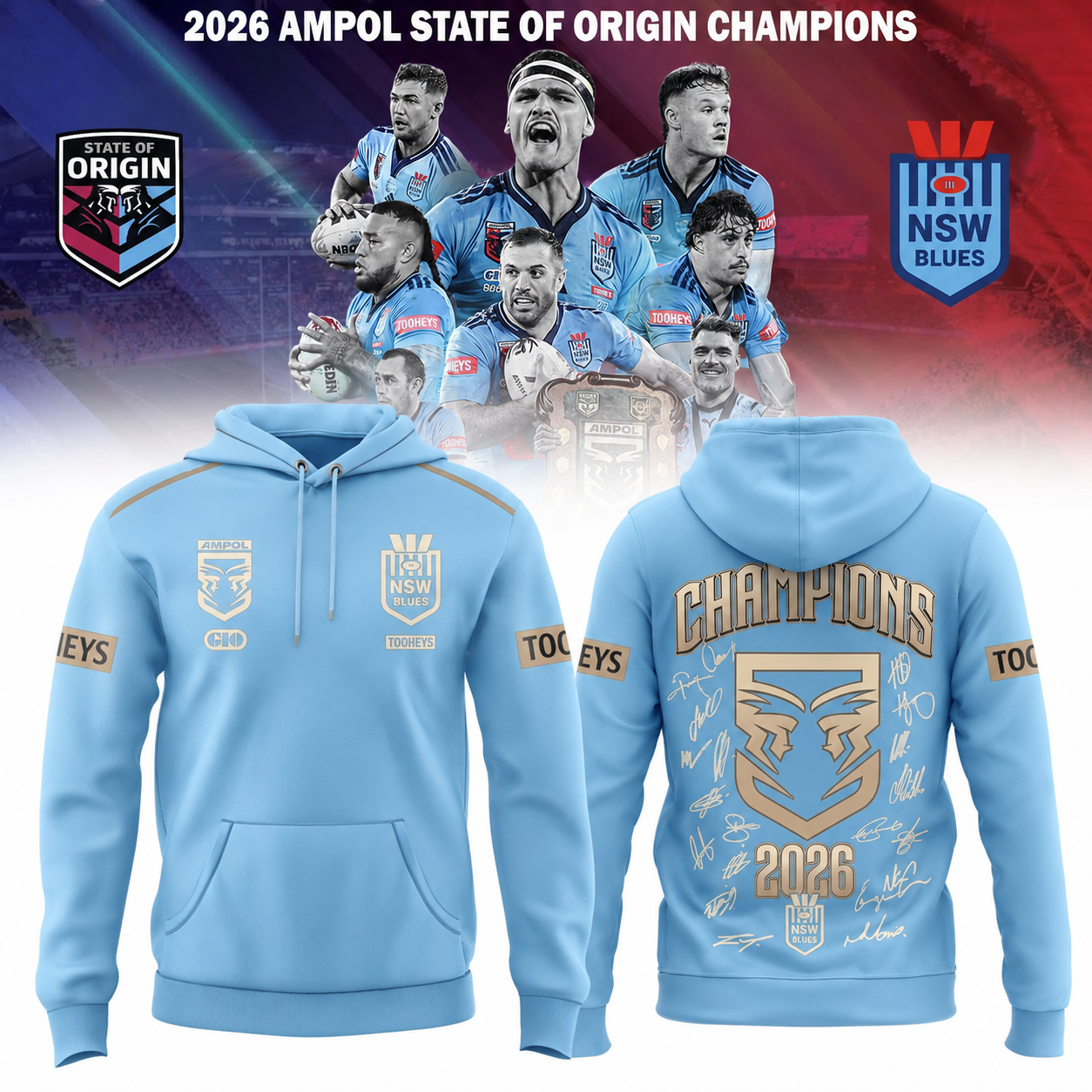 NSW Blues Champions State of Origin 2026 Hoodie