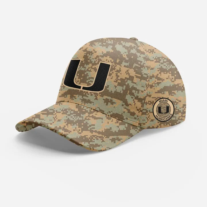 Camo Miami Hurricanes Honor & Support Premier Strategy Tee-V1