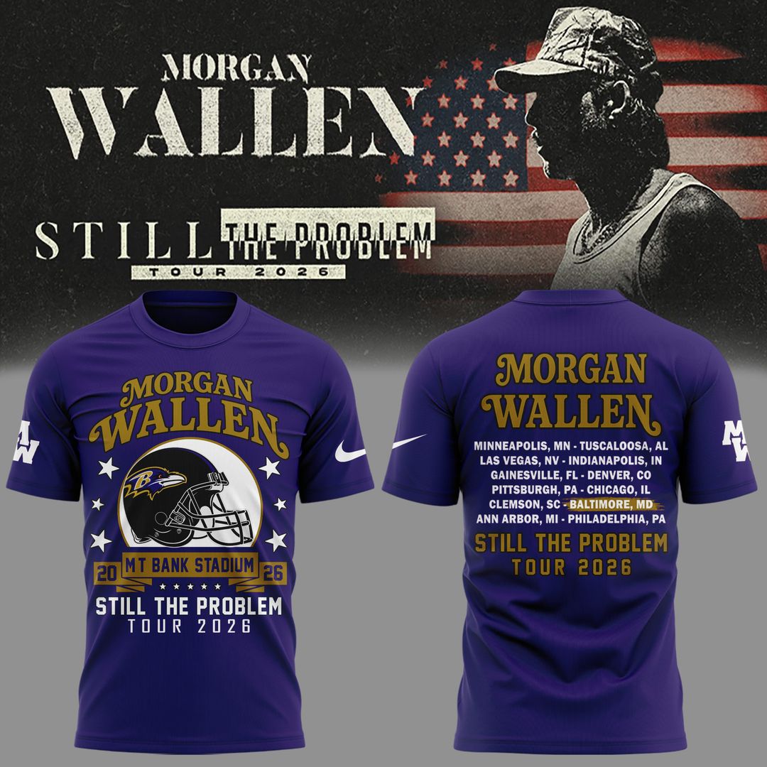 Exclusive Morgan Wallen x Baltimore Ravens - Still The Problem Tour 2026 T-Shirt