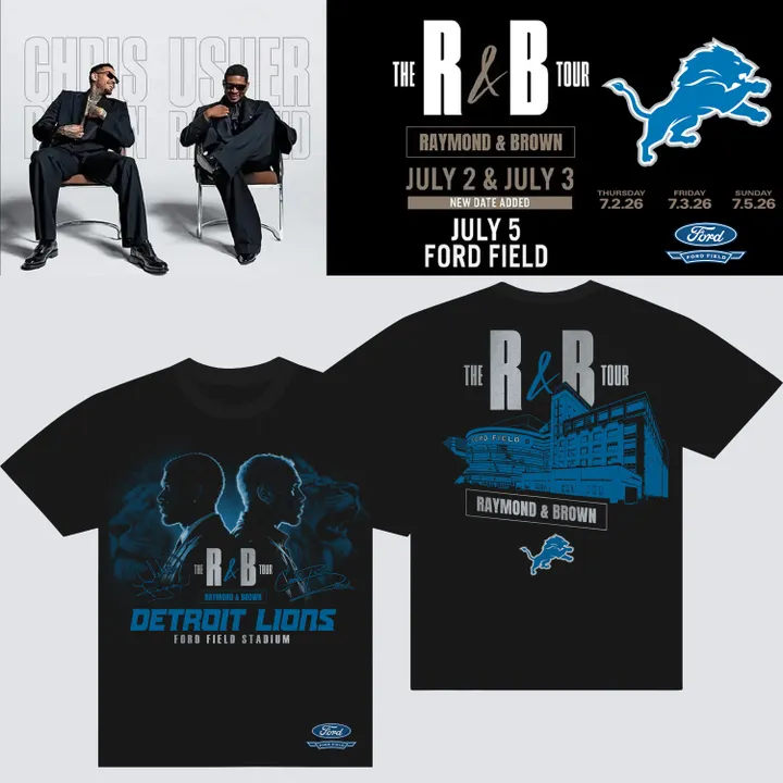 The R&B Tour x Detroit Lions - Usher Raymond & Chris Brown T-Shirt