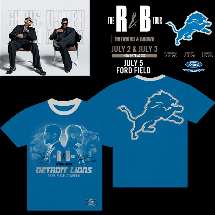 The R&B Tour x Detroit Lions - Usher Raymond & Chris Brown T-Shirt