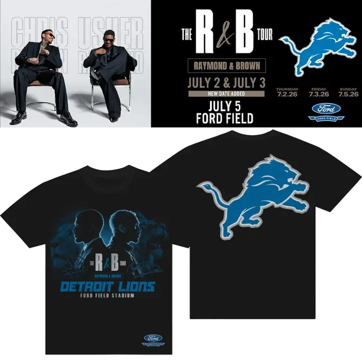 The R&B Tour x Detroit Lions - Usher Raymond & Chris Brown T-Shirt