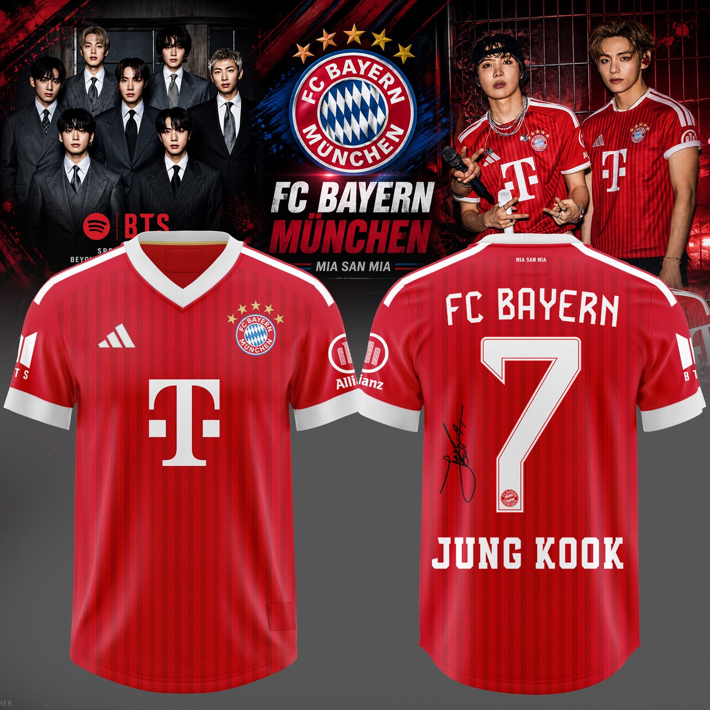 BTS WORLD TOUR ‘ARIRANG’ × BAYERN MUNICH Signature JungKook SoccerJersey