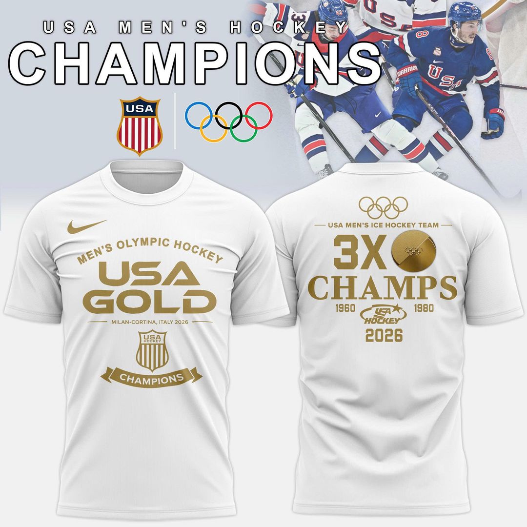 USA Men™s Ice Hockey Team Olympic 2026 3X Champions T-shirt