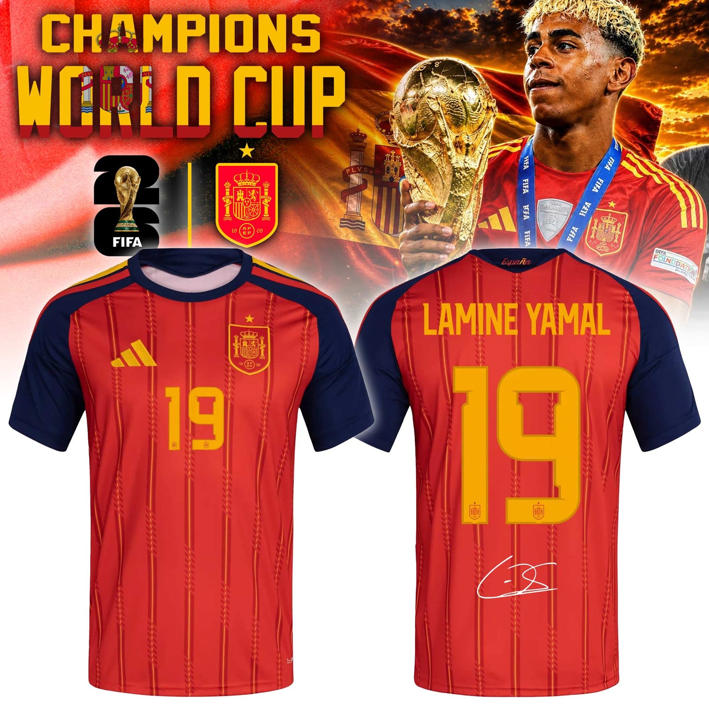 Spain Lamine Yamal Jersey Champions World Cup 2026 Edition Limited