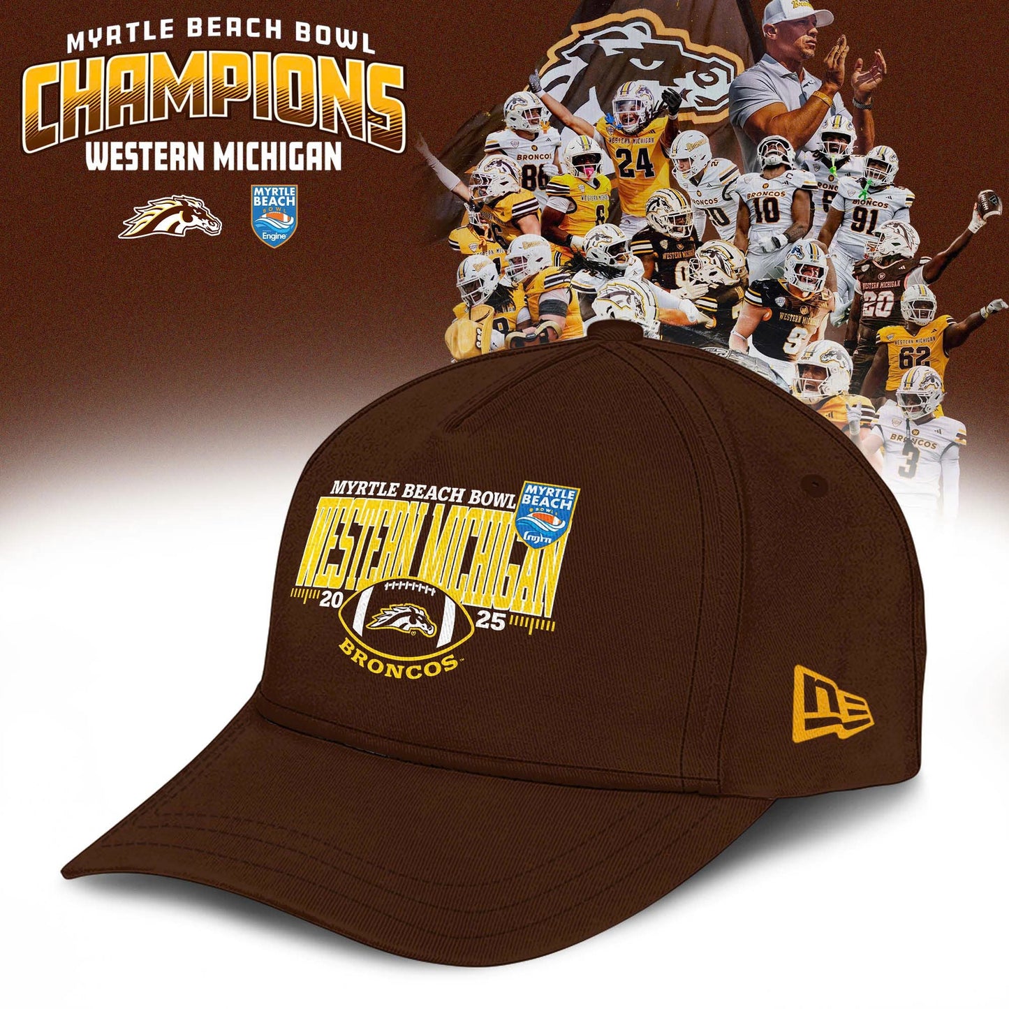 Western Michigan Broncos 2025 Myrtle Beach Bowl Champions Hoodie