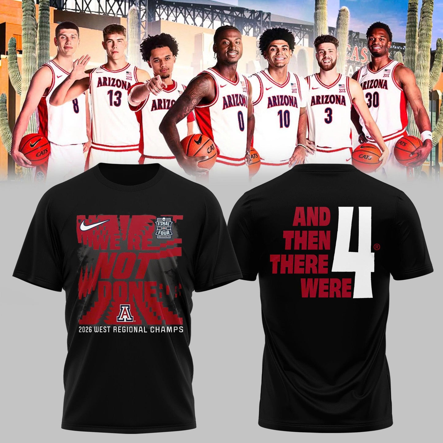Arizona Wildcats West Region Champions 2026 T-Shirt “ NCAA March Madness Basketball Tee