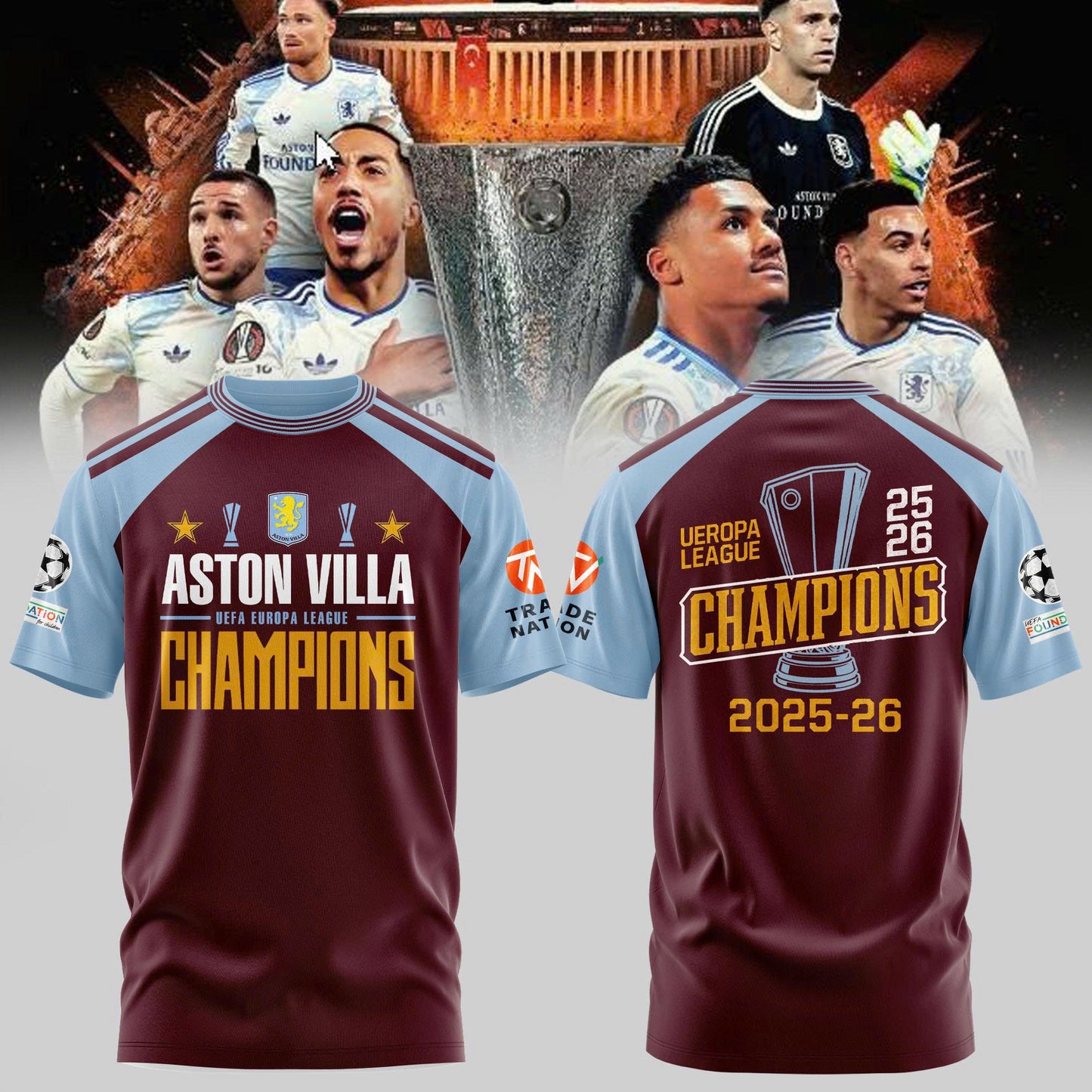 Aston Villa Champions Europa League 25/26 Tshirt