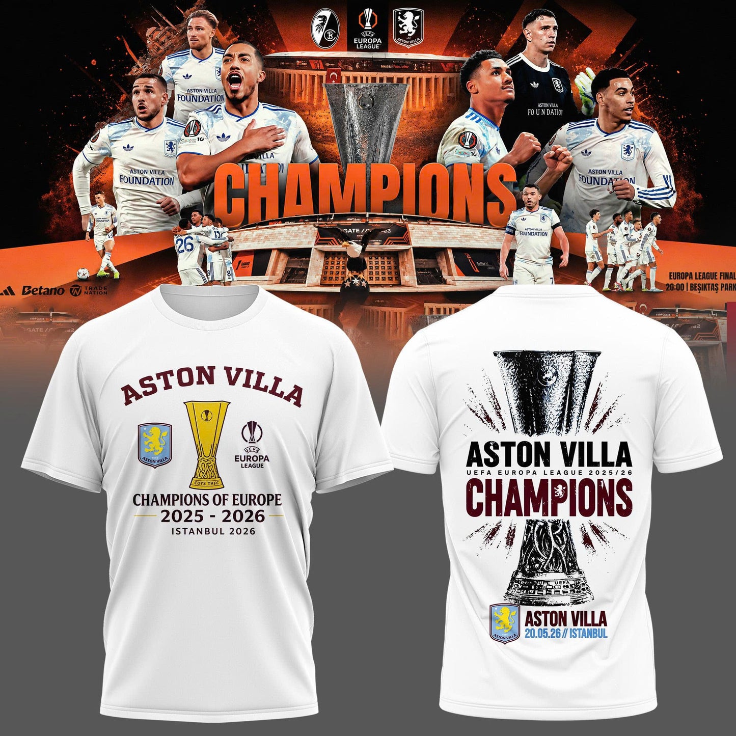 Aston Villa Champions Europa League 25/26 Tshirt