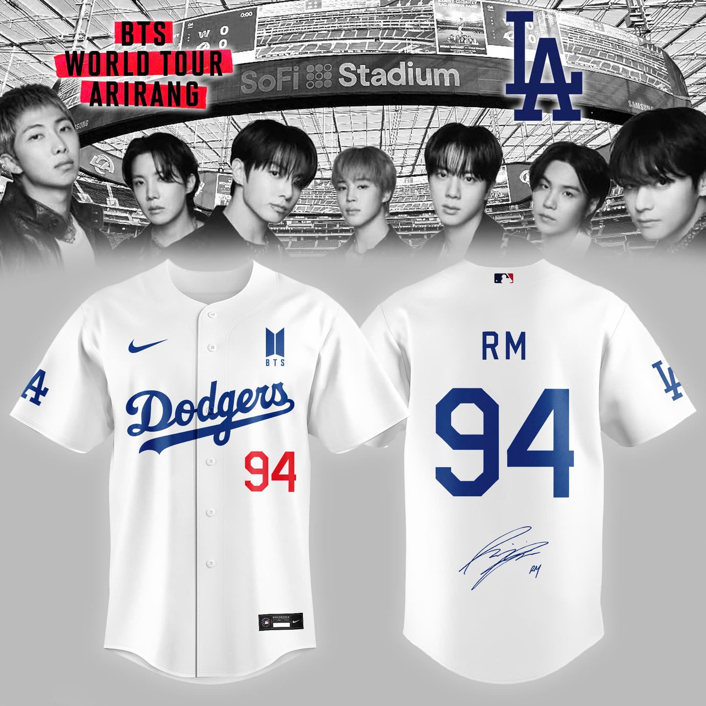 Los Angeles Dodgers x BTS 94 RM World Tour 2026 Limited Edition Jersey