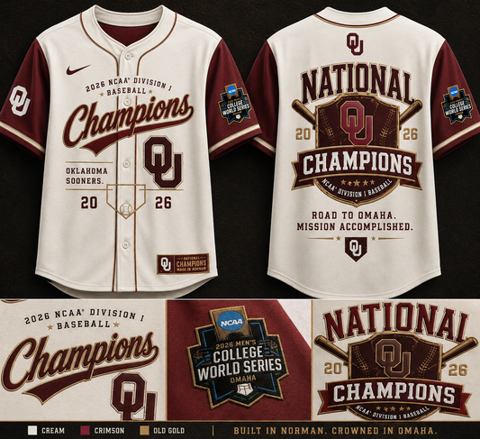 Oklahoma Sooners 2026 NCAA Baseball National Champions Jersey