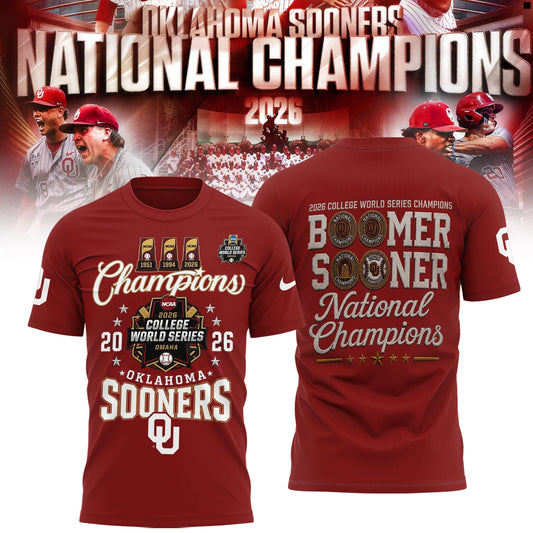 Oklahoma Sooners 2026 NCAA Baseball National Champions Tshirt