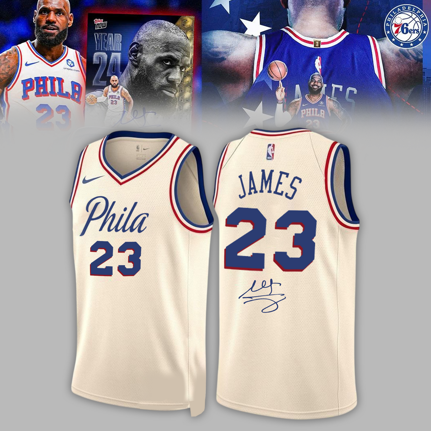 Philadelphia 76ers LeBron James signed Jersey