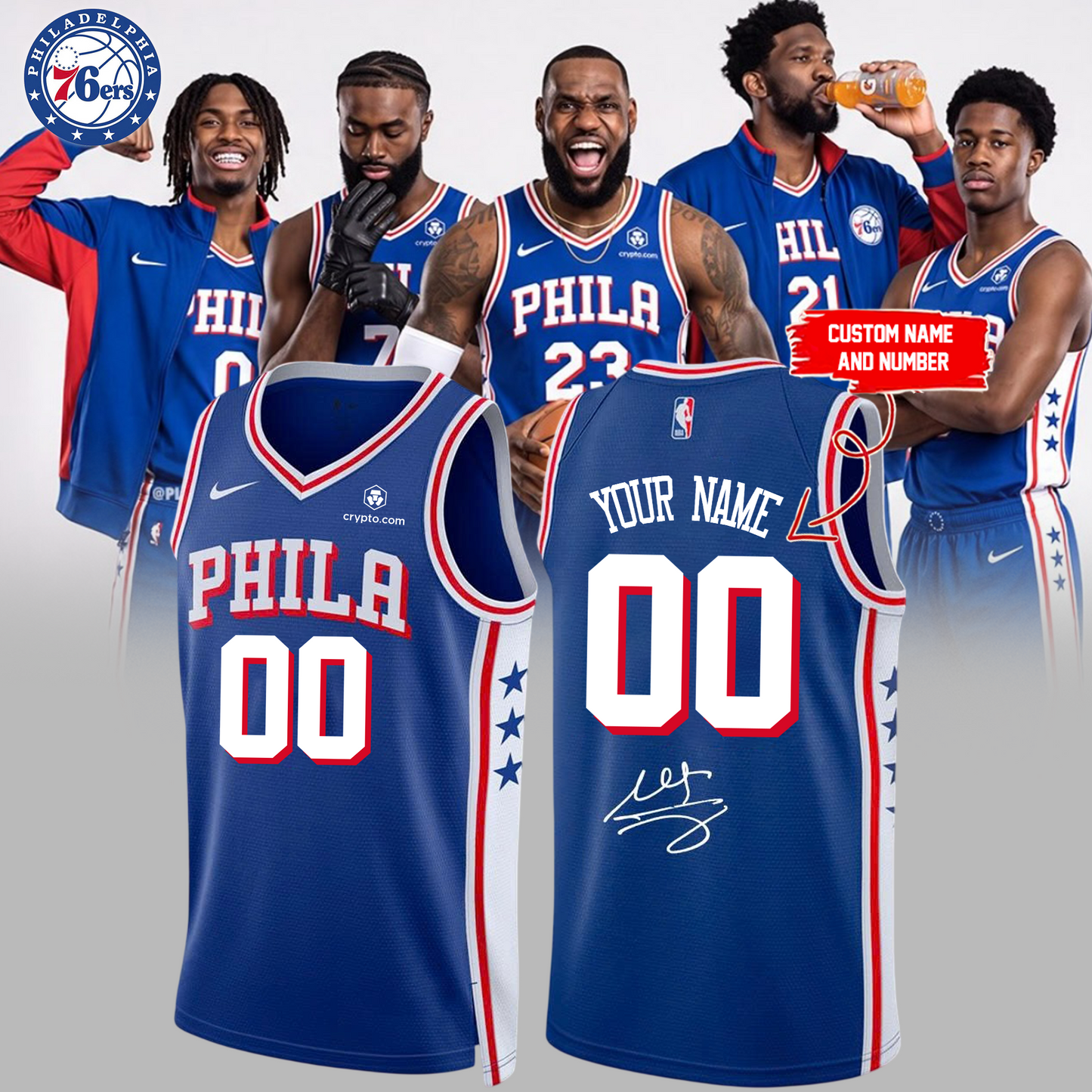Philadelphia 76ers LeBron James signed Jersey (Custom Name & Number)