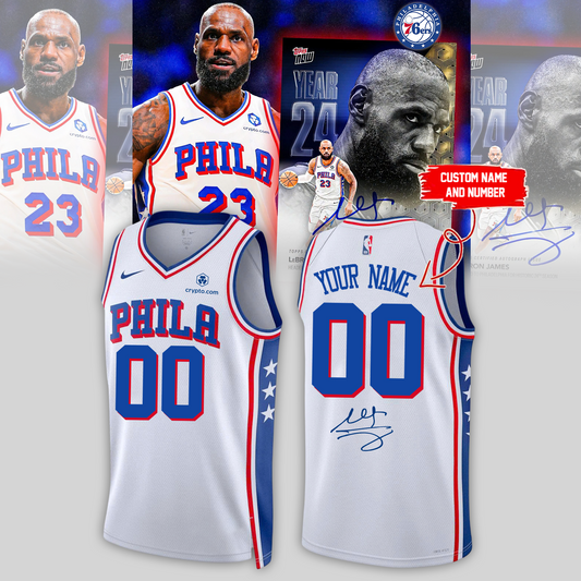 Philadelphia 76ers LeBron James signed Jersey (Custom Name & Number)