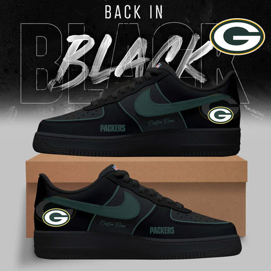 Green Bay Packers BOLD BLACK and GREEN Limited Edition AF1 Sneakers