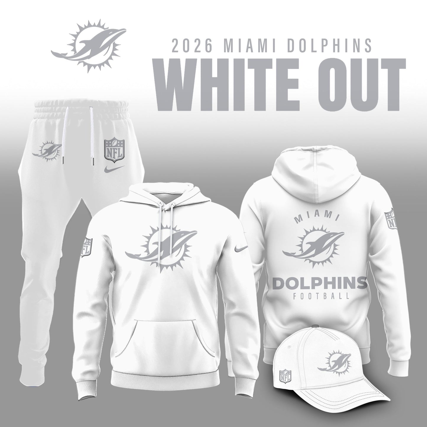 Miami Dolphins 2026 White Out Limited Edition Hoodie
