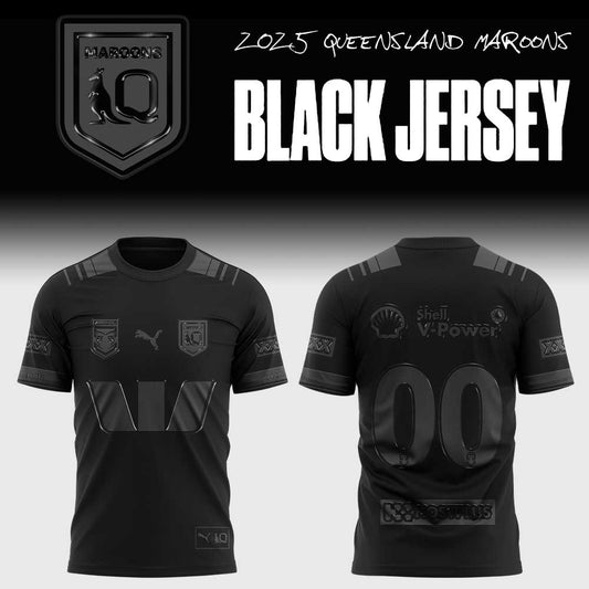 Limited Edition Queensland Maroons Back In Black Uniform Shirt Custom Number For Fans