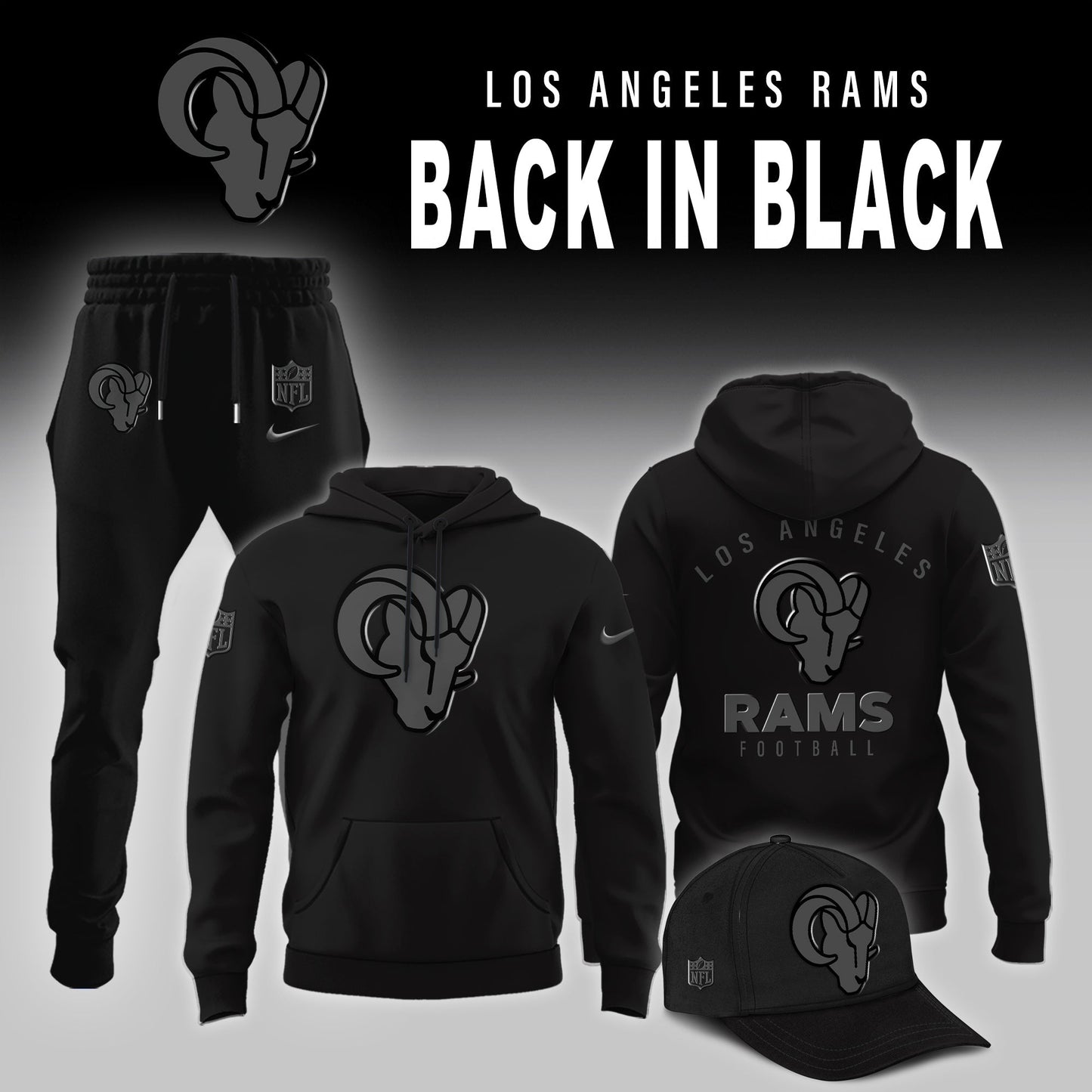 Los Angeles Rams 2025 Back In Black Limited Edition Combo Hoodie